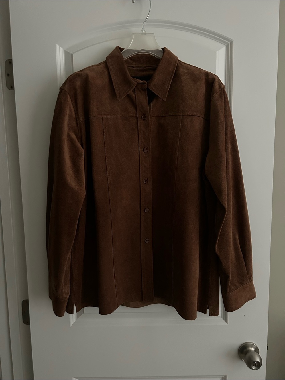 Brown Suede Button-Up Shirt Jacket by Golden Bear size large